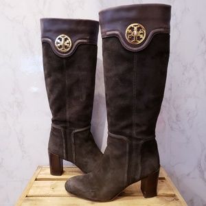 Tory Burch Brown Selma Mid-Heel Logo Boot